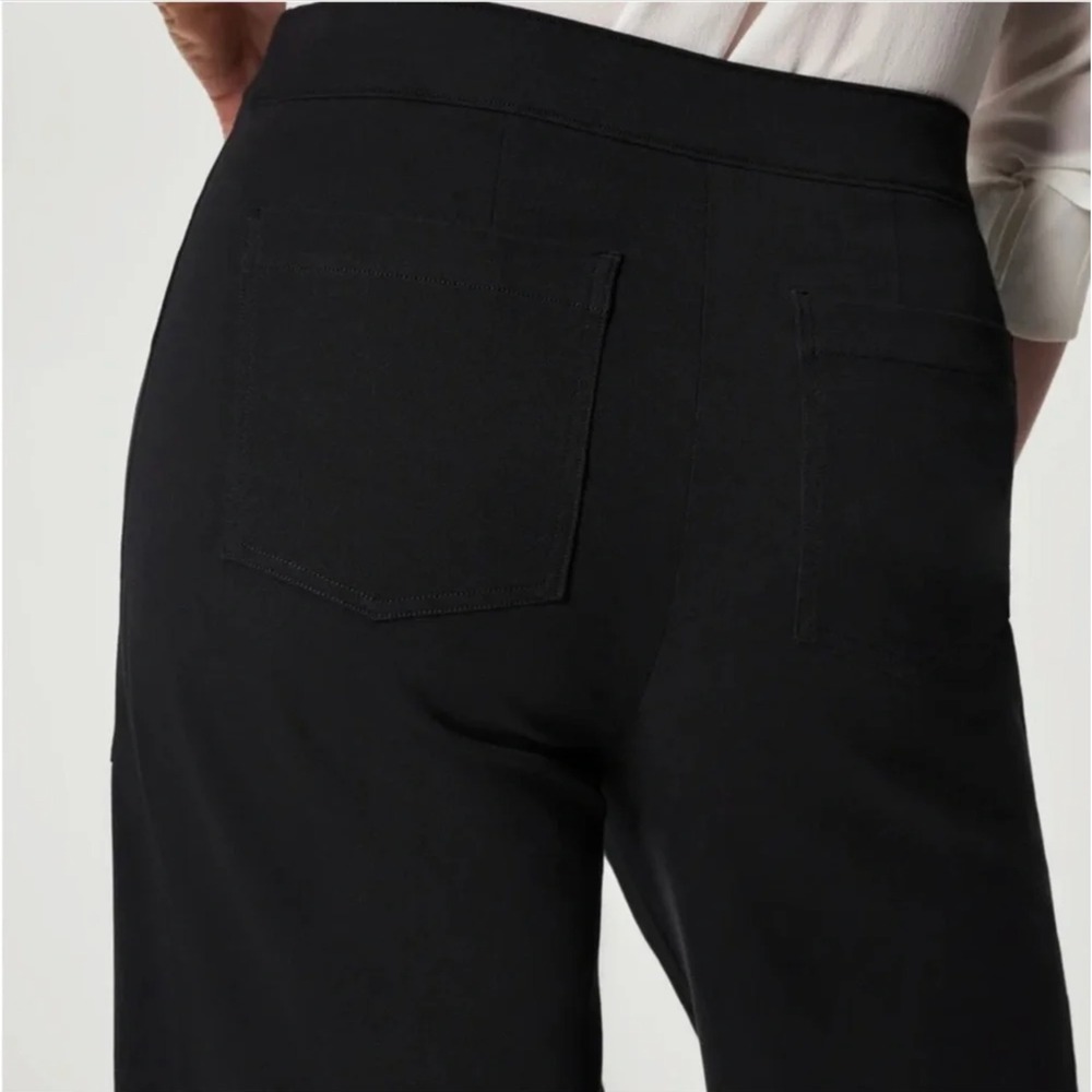 Spanx Womens Size Small On The Go Wide Leg Crop Pant Black Stretch High Rise - Picture 4 of 12